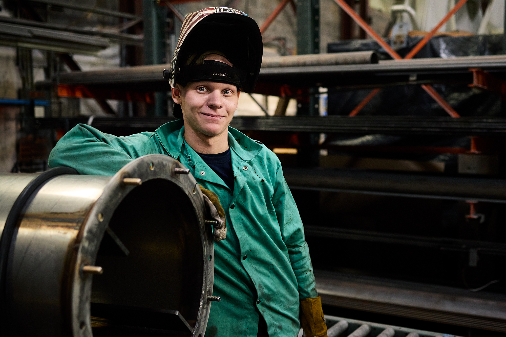 Proud FT employee in manufacturing plant