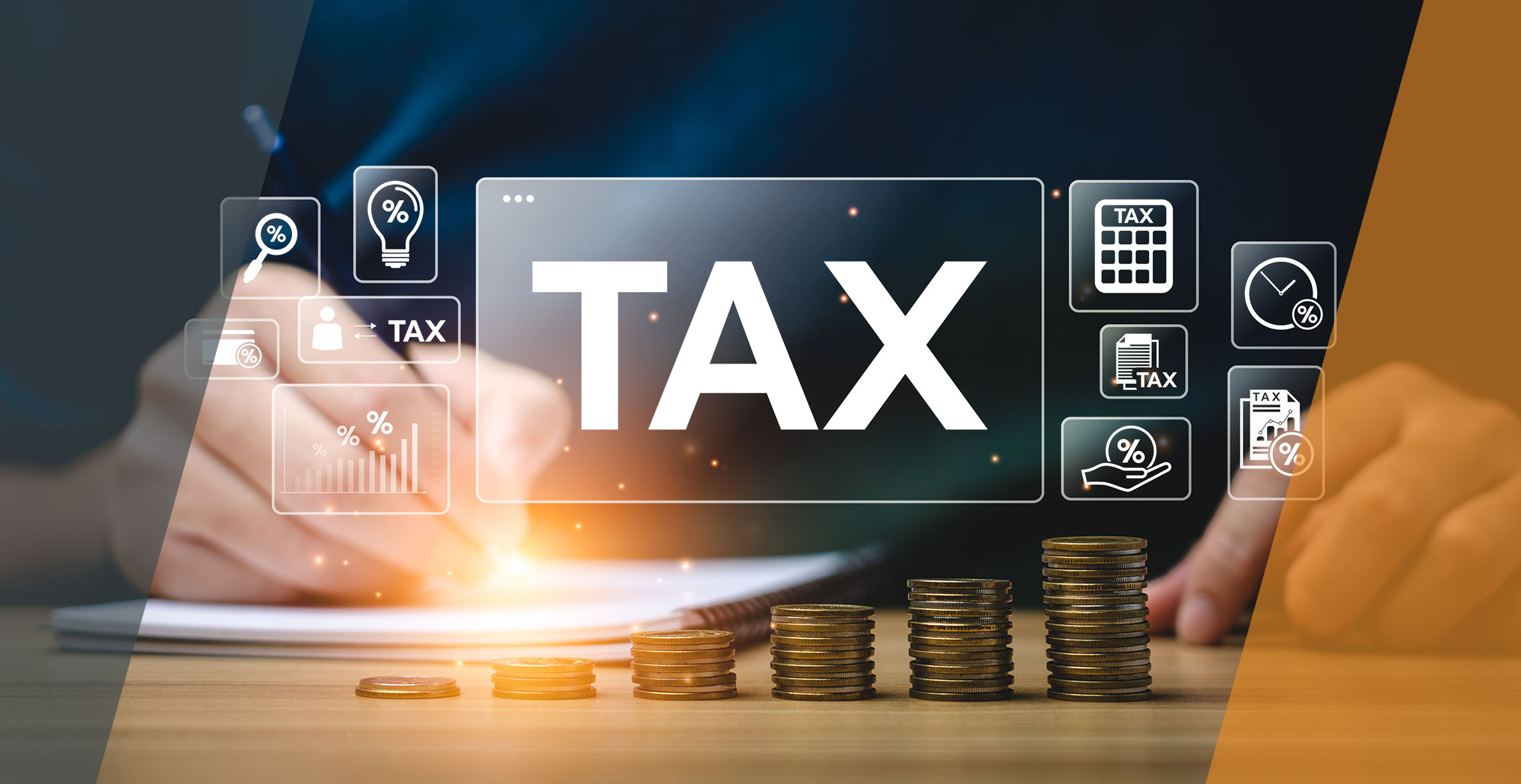 Business person preparing tax forms